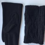 Перчатки новые 44 46 черные теплые верх съемный вязаные аксессуары начес митенки женские зимние