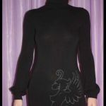 Платье туника capopera италия 46 м чёрное мини шерсть стразы футляр по фигуре swarovski кристаллы