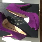 Туфли новые prada италия 39 размер замша сиреневые фиолетовые платформа 2 см каблук шпилька 11 см